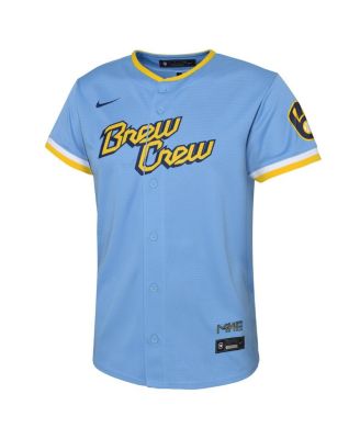 Preschool Boys and Girls Christian Yelich Powder Blue Milwaukee Brewers City Connect Replica Player Jersey