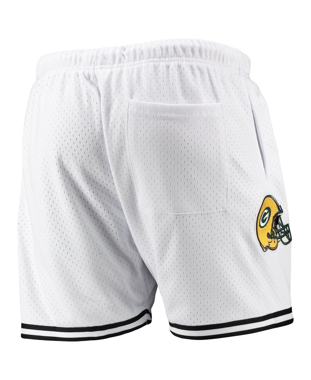 Pro Standard Men's  White, Black Green Bay Packers Mesh Shorts In White,black