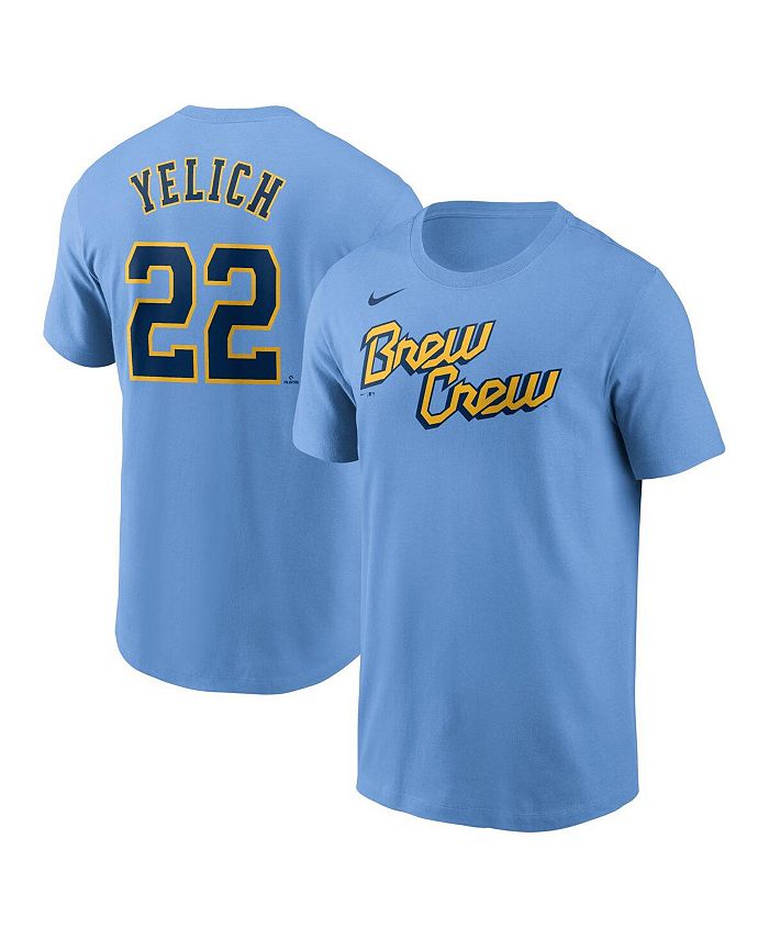Nike Men's Christian Yelich Powder Blue Milwaukee Brewers City Connect Name  and Number T-shirt - Macy's