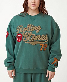 Trendy Plus Size Rolling Stones Crew Sweatshirt