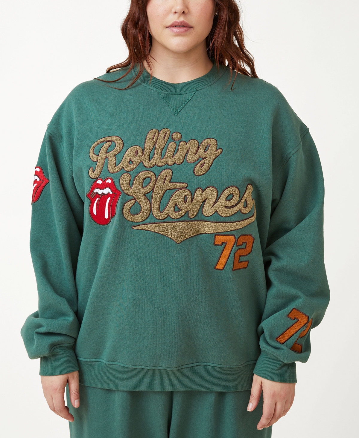 Cotton On Trendy Plus Size Rolling Stones Crew Sweatshirt