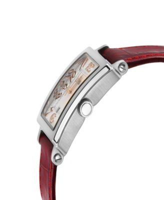 Women's Avenue of Americas Mini Swiss Quartz Italian Red Leather Strap Watch 32mm