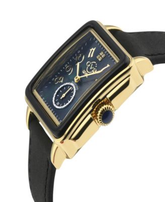 Women's Bari Enamel Swiss Quartz Italian Black Leather Strap Watch 34mm