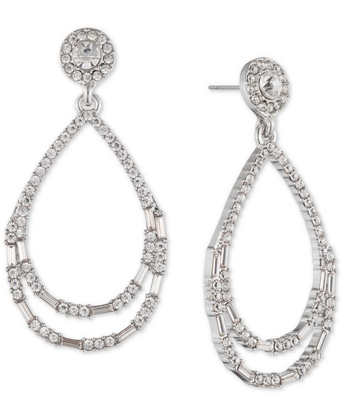 Givenchy Silver-Tone Crystal Orbital Teardrop Earrings - Macy's