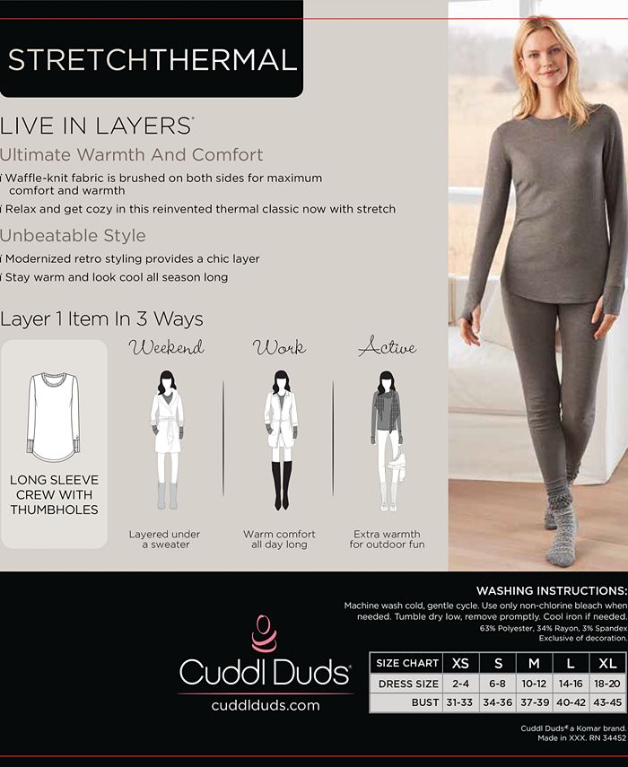 Cuddl Duds Plus Size Stretch Thermal Long Sleeve Top Macy's