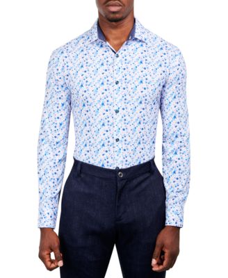 Society of Threads - Men's Slim-Fit Performance Stretch Printed Dress Shirt