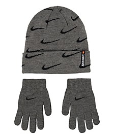 Big Boys Swoosh Repeat Beanie and Gloves, Set of 2