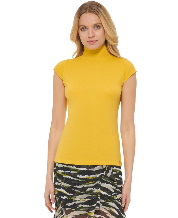 Dkny Cap Sleeve Mock Neck Top Macys 