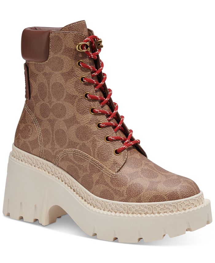COACH Women's Ainsely Lace-Up Lug Sole Combat Booties & Reviews - Booties -  Shoes - Macy's