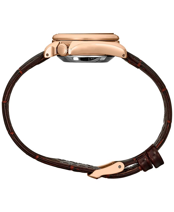 Seiko Women's Automatic 5 Sports Brown Leather Strap Watch 28mm Macy's