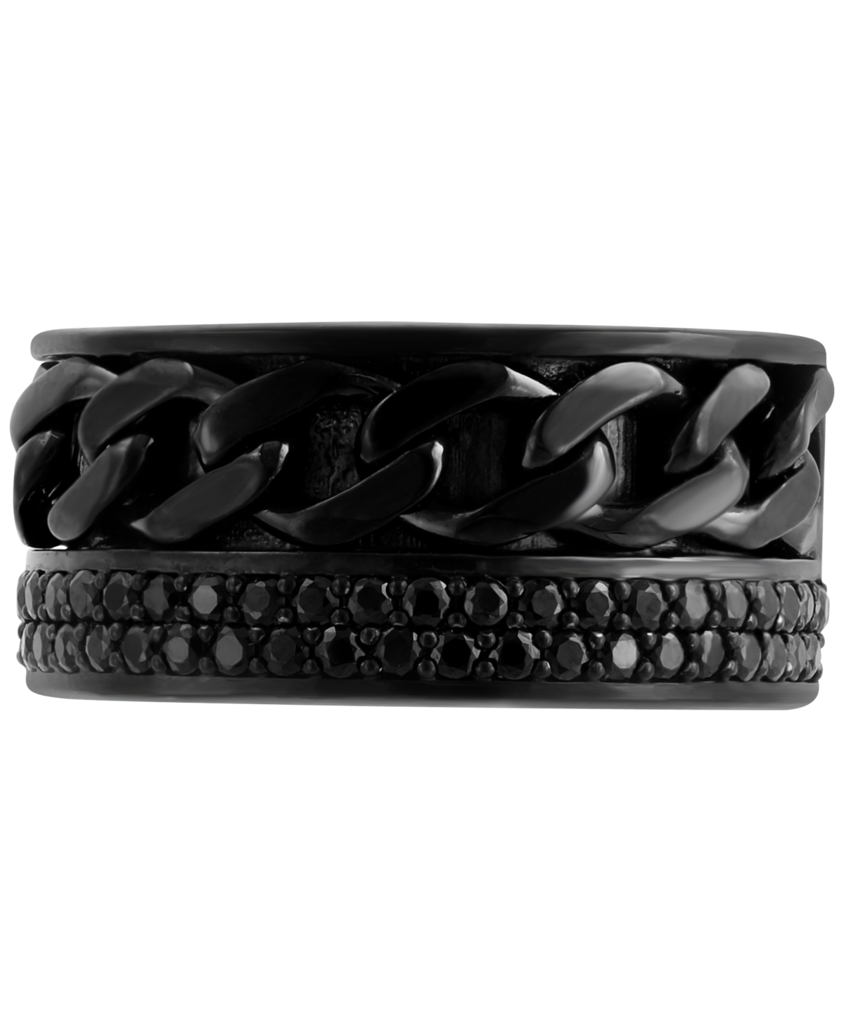Effy Men'sSpinel Pave Chain Link Ring (1 ct. t.w.) inPvd-Plated Sterling Silver - Black