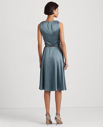Lauren Ralph Lauren Belted Charmeuse Cocktail Dress & Reviews - Dresses ...