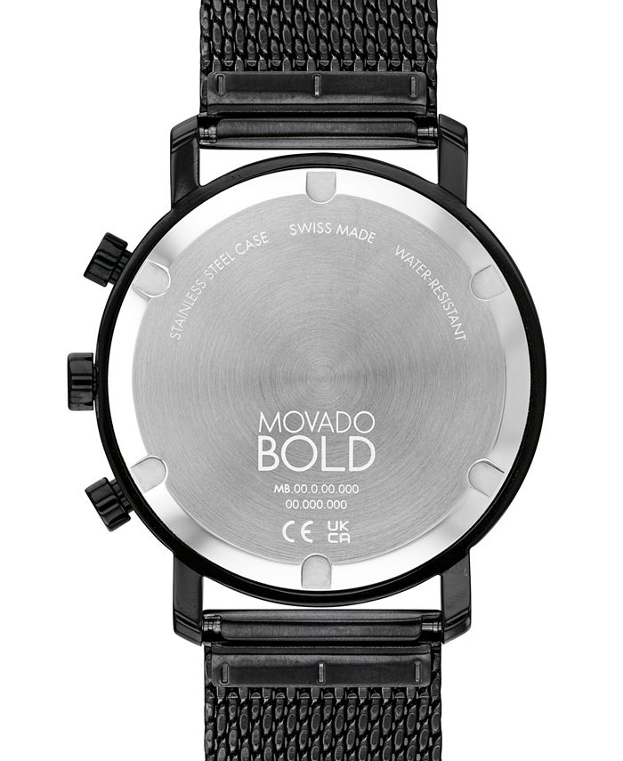 Movado Men's Swiss Chronograph Bold Evolution Black IonPlated Mesh