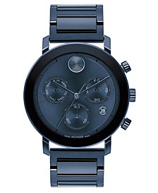 Men's Swiss Chronograph Bold Evolution Blue Ion-Plated Steel Bracelet Watch 42mm