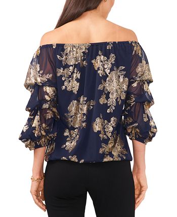 MSK Women's Floral-Print Off-The-Shoulder Top - Macy's