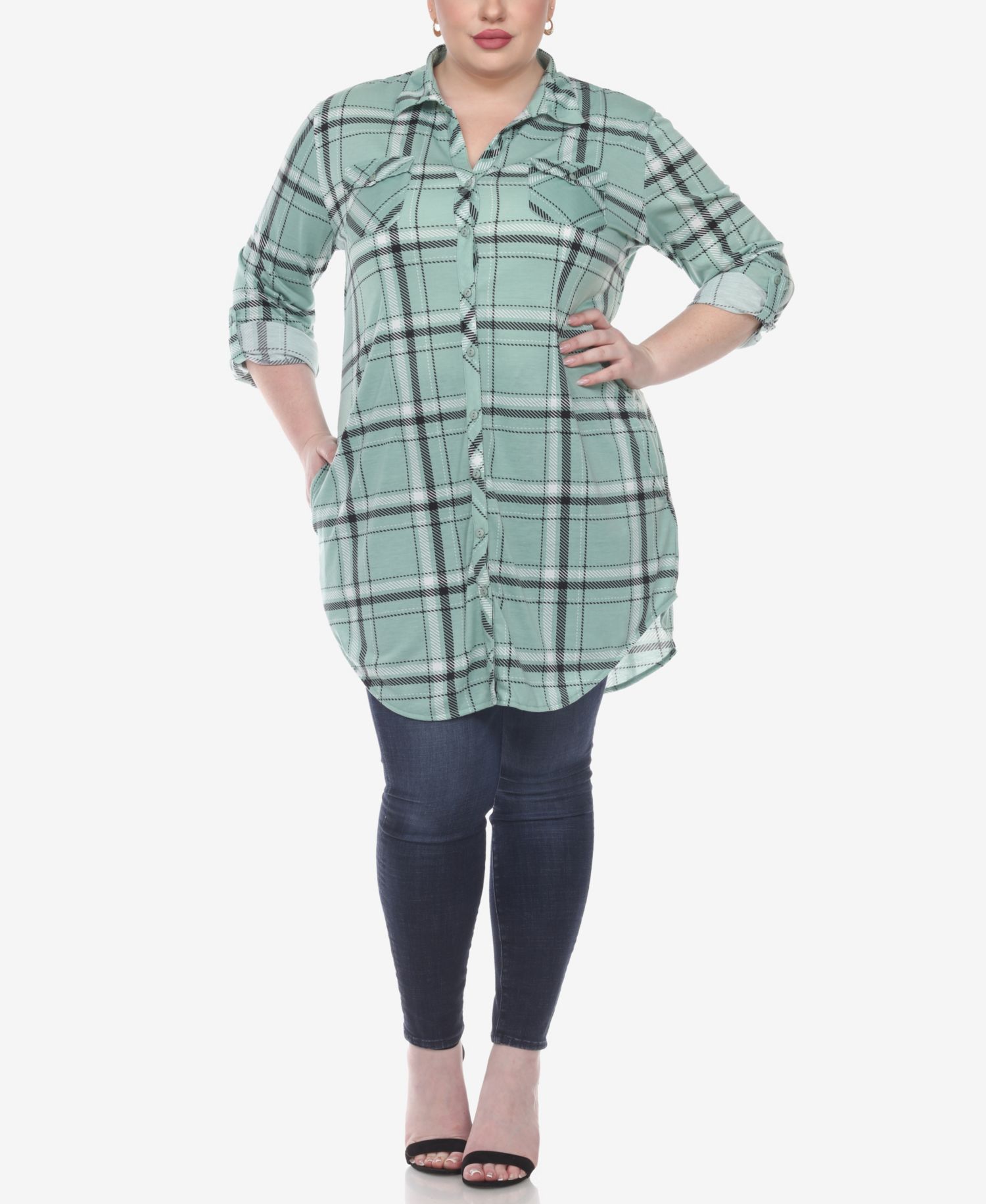 Plus Size Plaid Tunic Top