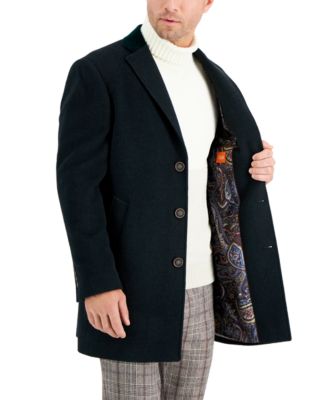 Men's Wool Blend Solid Overcoat 