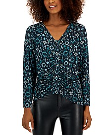 Petite Print Ruched Top, Created for Macy's