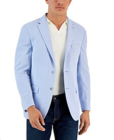 Men's Blue Solid Modern-Fit Sport Coat