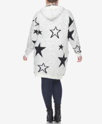 Plus Size Hooded Open Front Sherpa Sweater