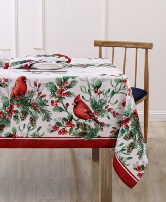 Elrene - Cardinals Double-Border Fabric Tablecloth, 60" x 120"
