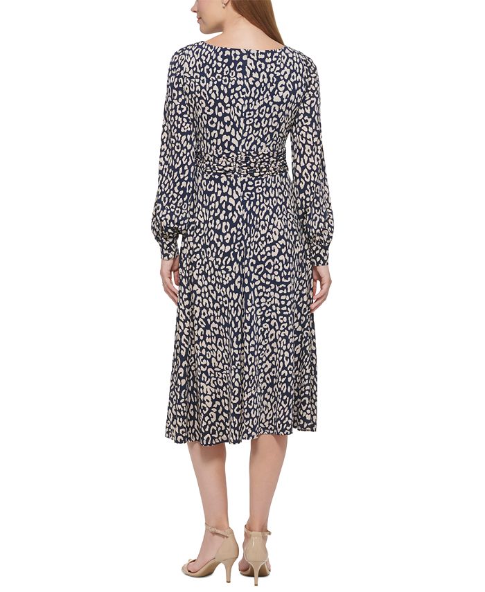 Jessica Howard Women's Leopard-Print Ruched Midi Dress - Macy's