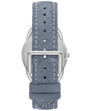 Tory Burch Women's The Miller Light Blue Suede Leather Strap Watch
