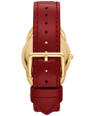 Tory Burch Women's The Miller Red Patent Leather Strap Watch 32mm