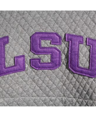 Women's Heathered Gray LSU Tigers Moose Applique Quilted Crewneck Sweatshirt