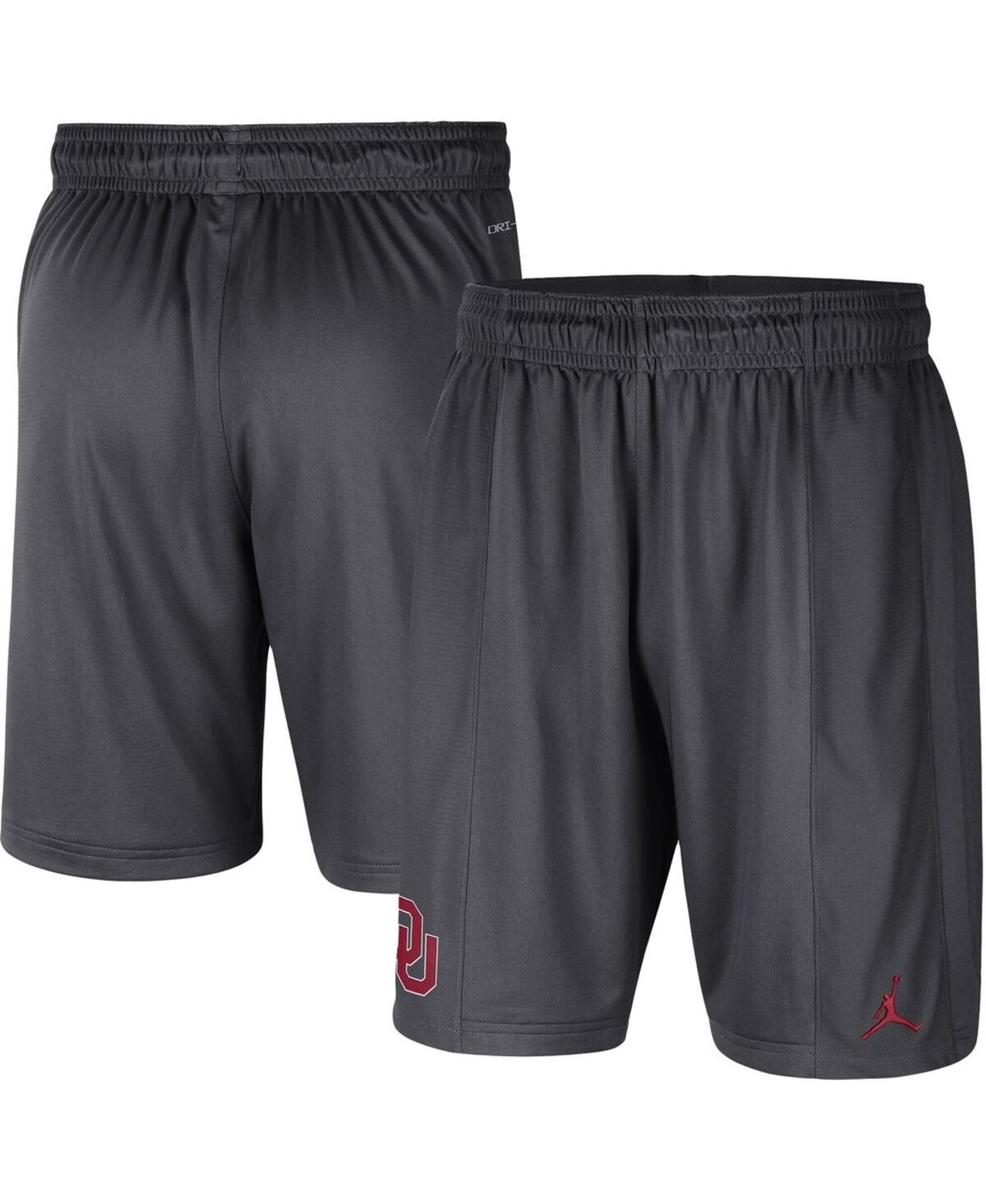 JORDAN MEN'S JORDAN ANTHRACITE OKLAHOMA SOONERS PERFORMANCE KNIT SHORTS 
