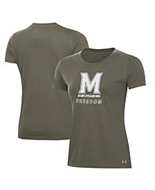 Women's Olive Maryland Terrapins Freedom Performance T-shirt