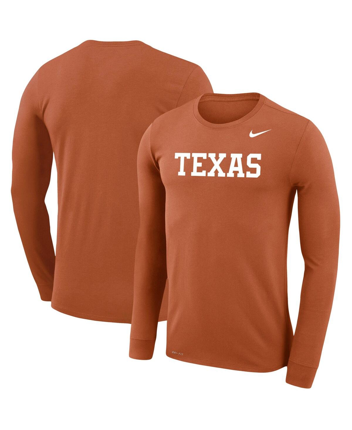 Men's Nike Texas Orange Texas Longhorns School Wordmark Logo Performance Legend Long Sleeve T-shirt