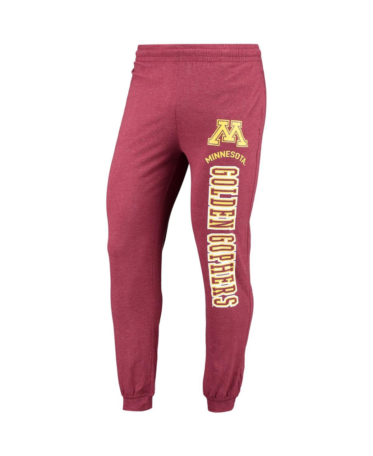 Men's Concepts Sport Heatheredand Heathered Charcoal Minnesota Golden Gophers Meter Long Sleeve Hoodie T-shirt and Jogger Pants Set - Maroon