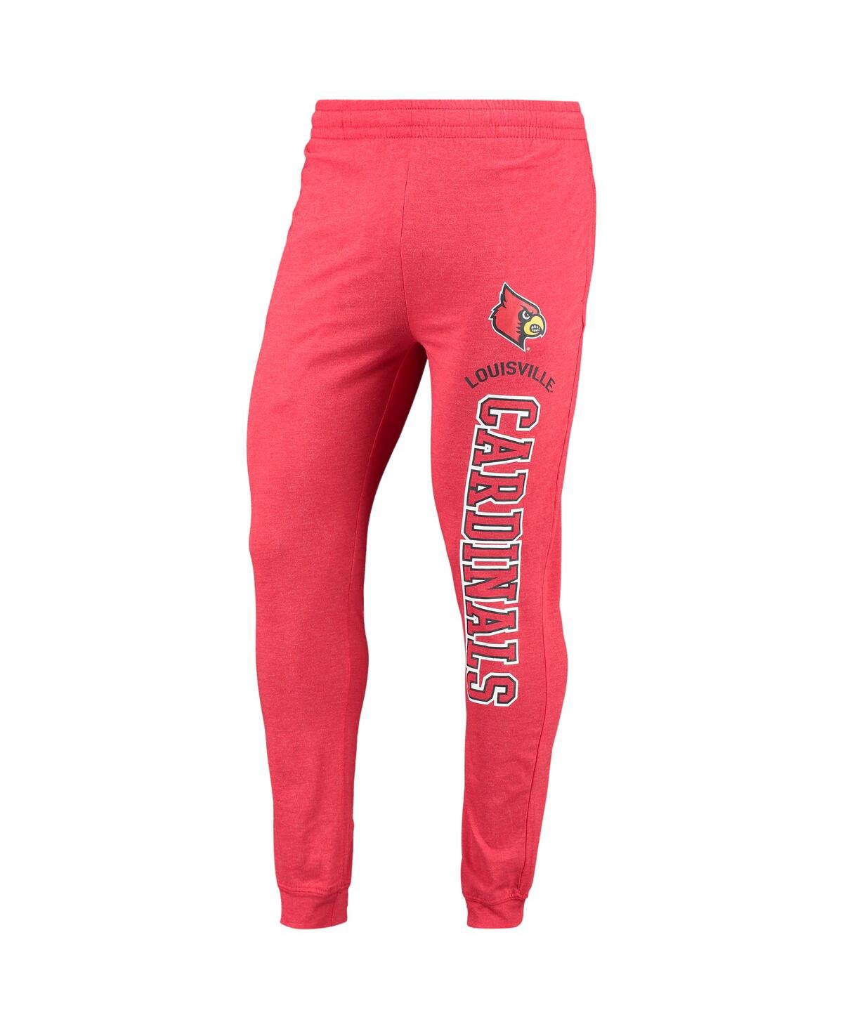 Concepts Sport Red/heather Charcoal Louisville Cardinals Meter Long Sleeve Hoodie T-shirt & Jogger P In Red,heathered Charcoal