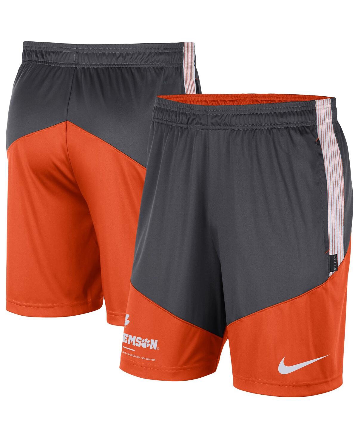 Shop Nike Men's  Anthracite And Orange Clemson Tigers Team Performance Knit Shorts In Anthracite,orange