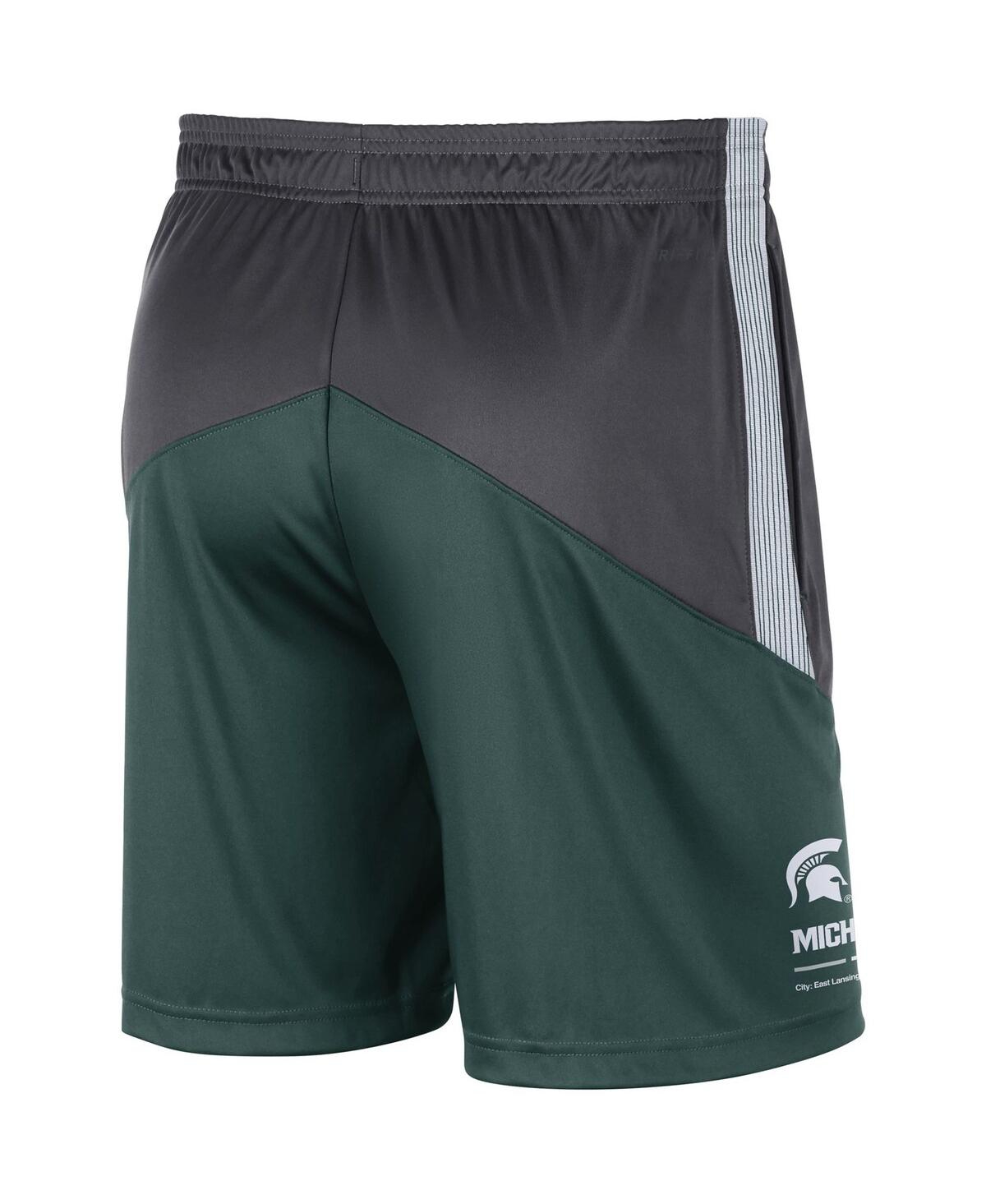 NIKE MEN'S NIKE CHARCOAL AND GREEN MICHIGAN STATE SPARTANS TEAM PERFORMANCE KNIT SHORTS 