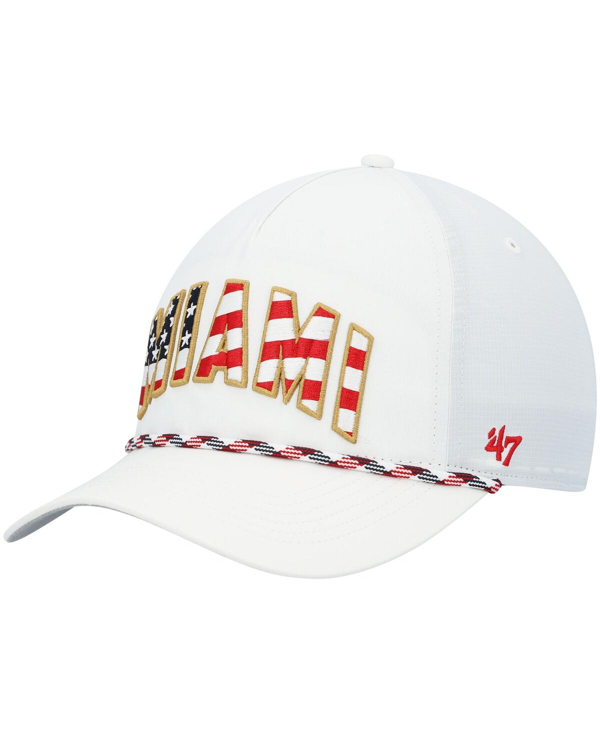 47 Brand Men's '47 White Miami Hurricanes Stars And Stripes Flag Flutter Hitch Snapback Hat
