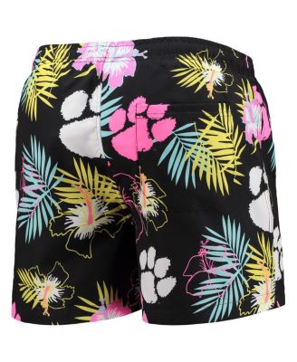 Men's Black Clemson Tigers Neon Floral Swim Trunks