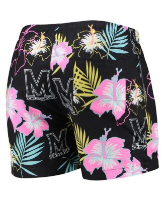 Men's Black Maryland Terrapins Neon Floral Swim Trunks
