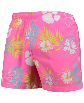 Men's Pink Clemson Tigers Neon Floral Swim Trunks