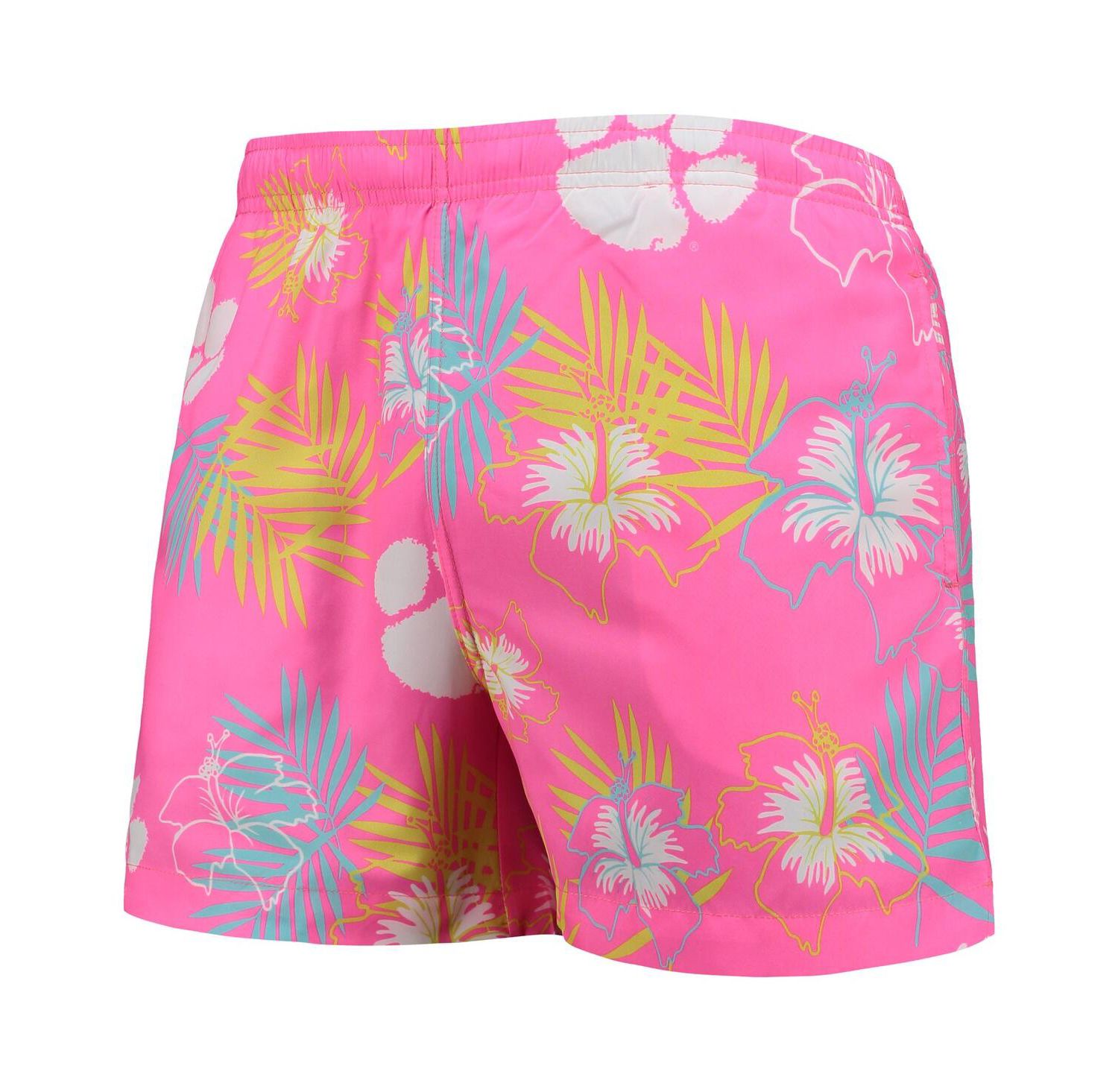 Men's Pink Clemson Tigers Neon Floral Swim Trunks
