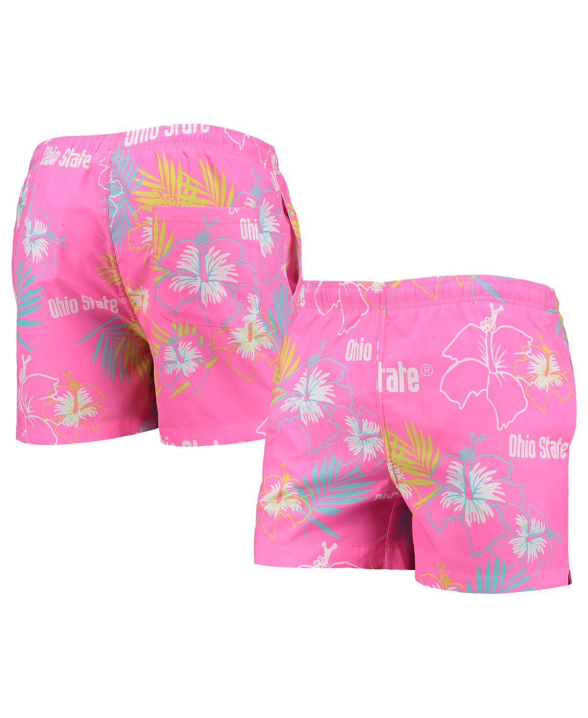 Shop Foco Men's  Pink Ohio State Buckeyes Neon Floral Swim Trunks