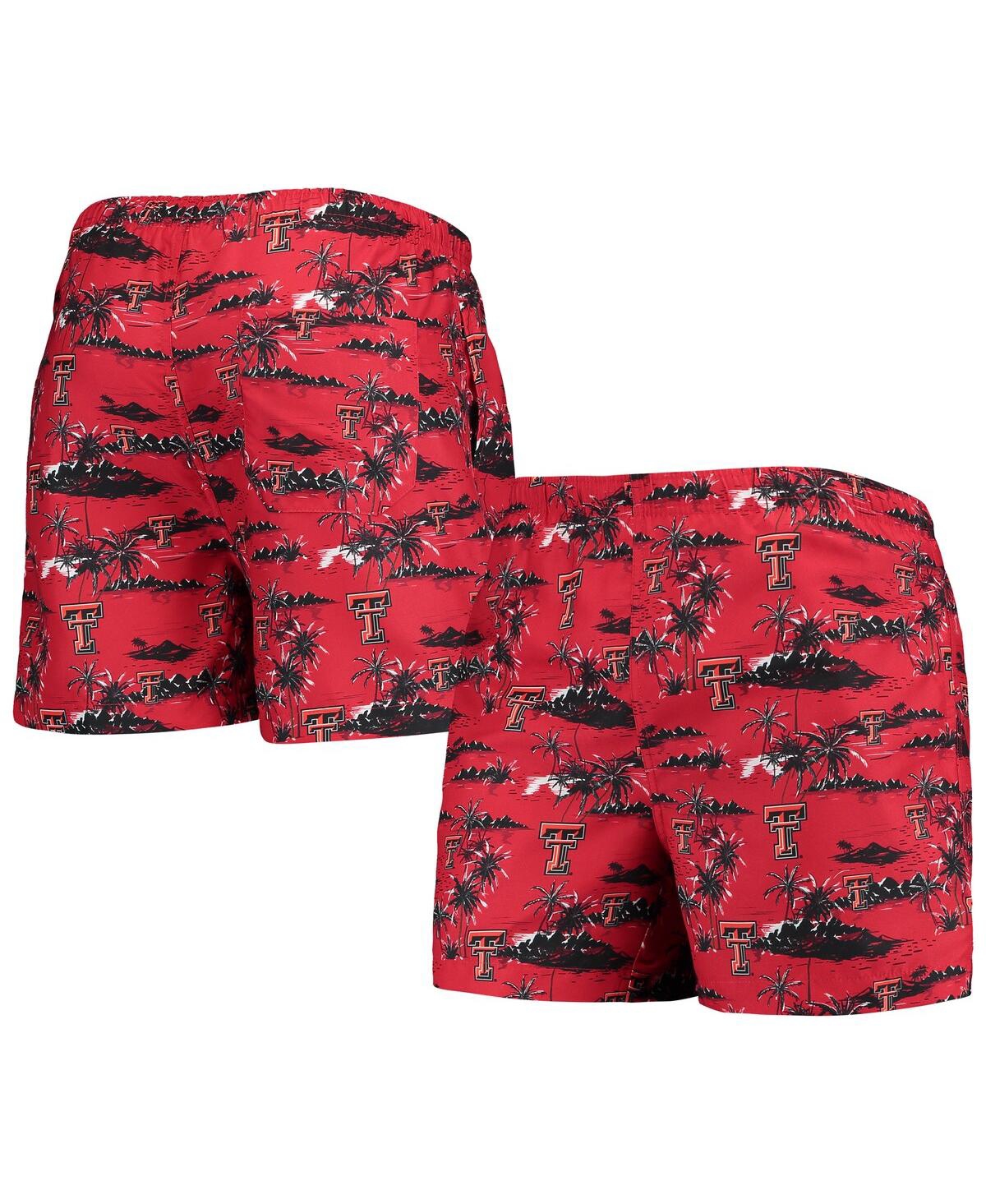 Foco Men's  Red Texas Tech Red Raiders Island Palm Swim Trunks In Red