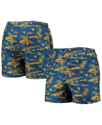 Men's Navy West Virginia Mountaineers Island Palm Swim Trunks