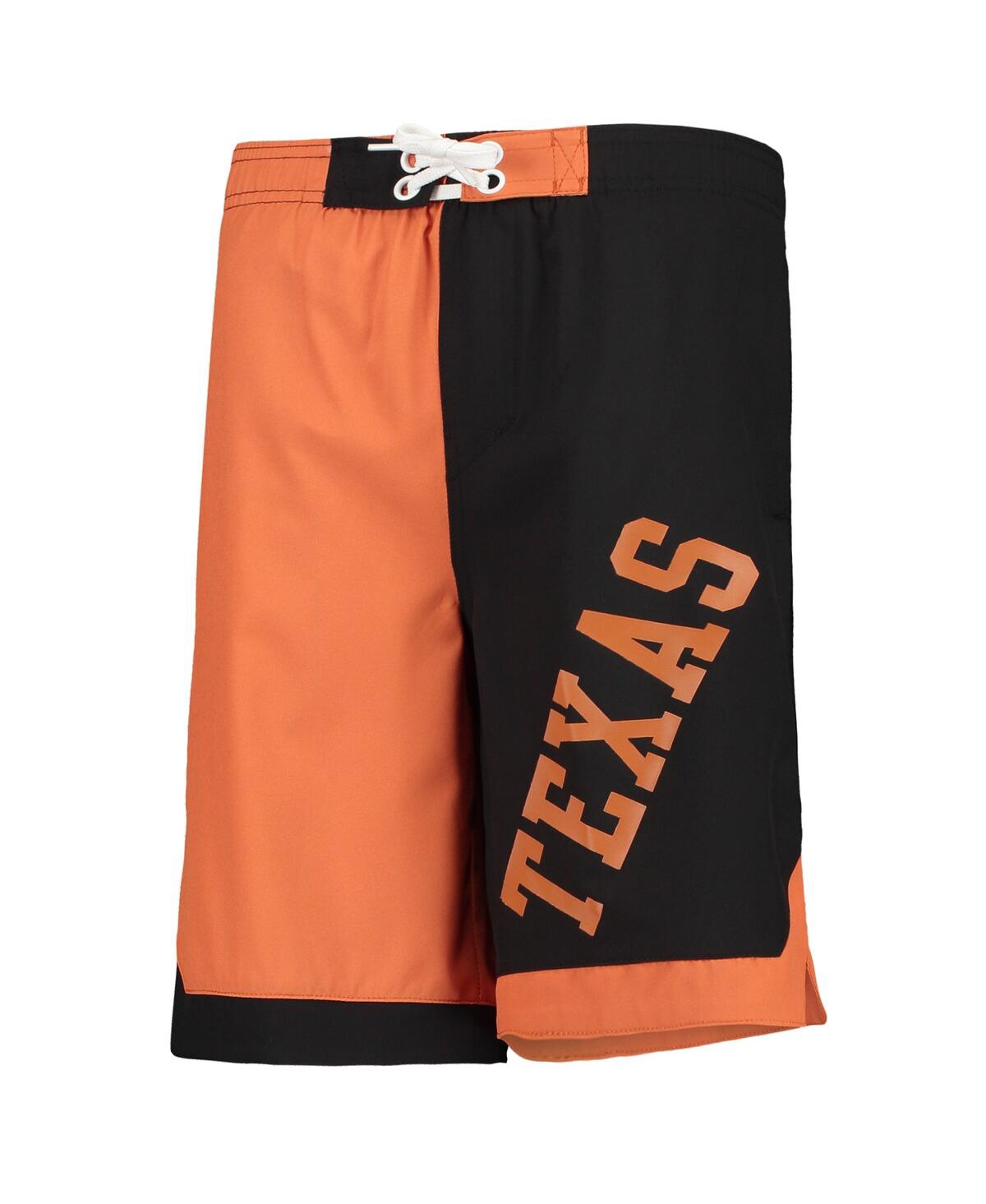 Shop Outerstuff Big Boys Texas Orange And Black Texas Longhorns Conch Bay Swim Shorts In Orange,black