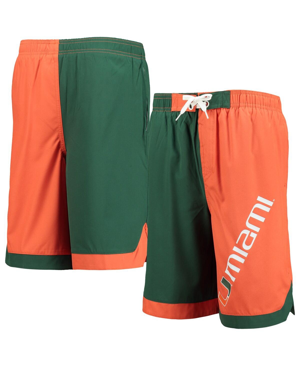 Shop Outerstuff Big Boys Green And Orange Miami Hurricanes Conch Bay Swim Shorts In Green,orange