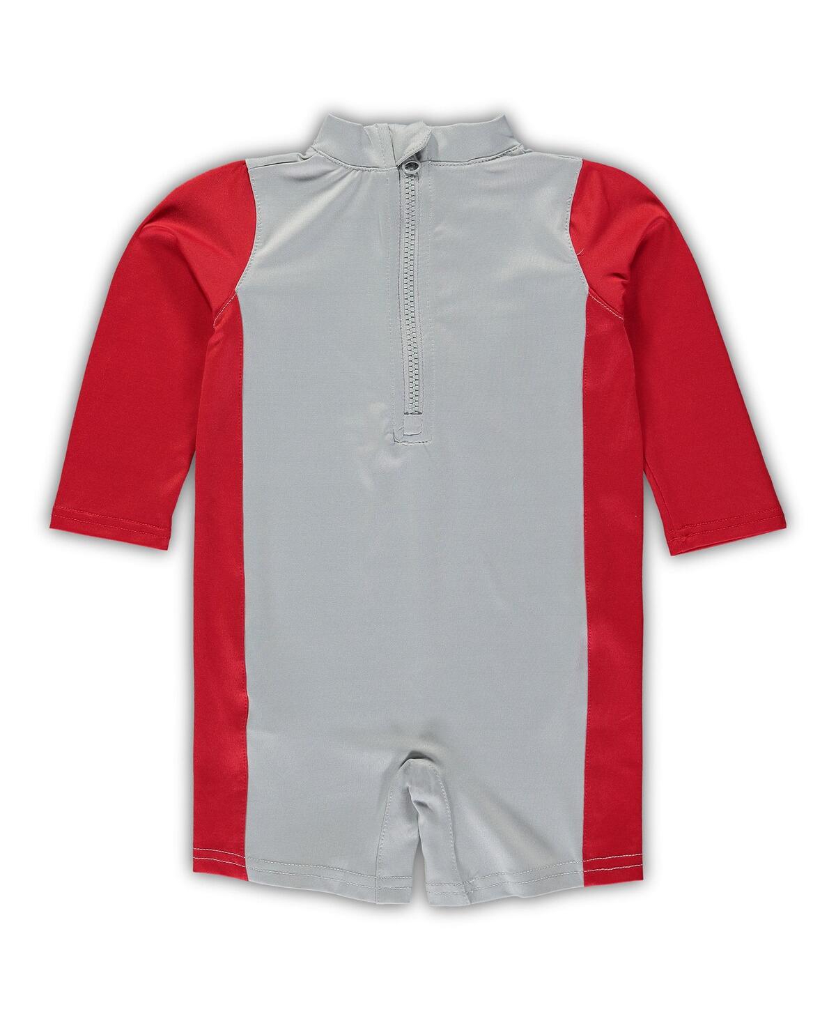 Outerstuff Infant Unisex Gray And Scarlet Ohio State Buckeyes Wave Runner Wetsuit In Gray,scarlet