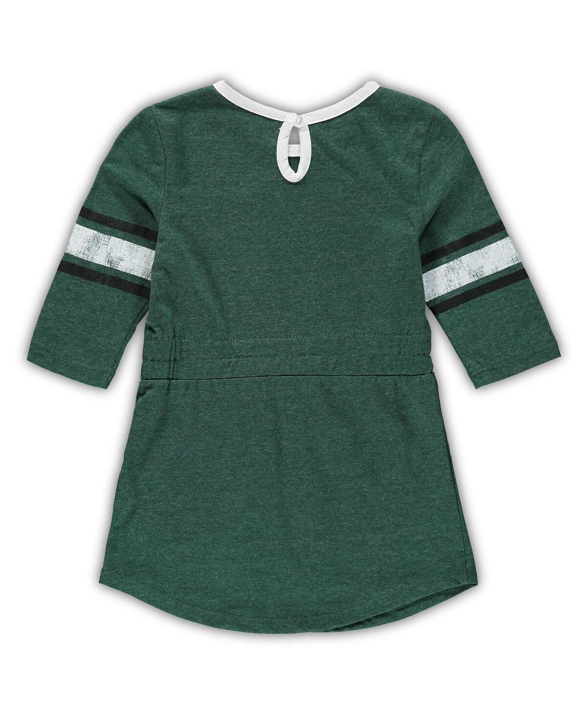 Shop Colosseum Girls Toddler  Heathered Green Distressed Michigan State Spartans Poppin Sleeve Stripe Dres