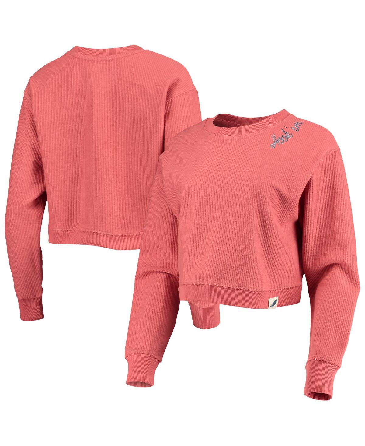 Shop League Collegiate Wear Women's  Texas Orange Texas Longhorns Corded Timber Cropped Pullover Sweatshir