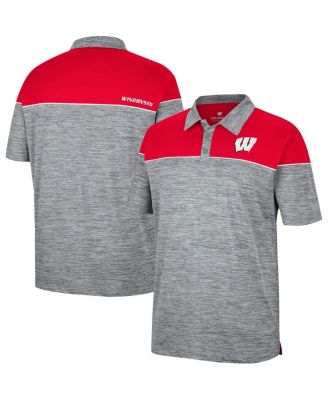 Men's Heathered Gray, Red Wisconsin Badgers Birdie Polo Shirt